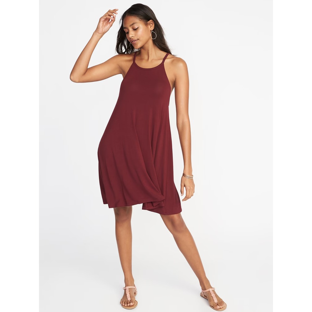 Old Navy NWT Dress Suspended-Neck Swing Dress‎ for Women Crimson Cranberry (13)